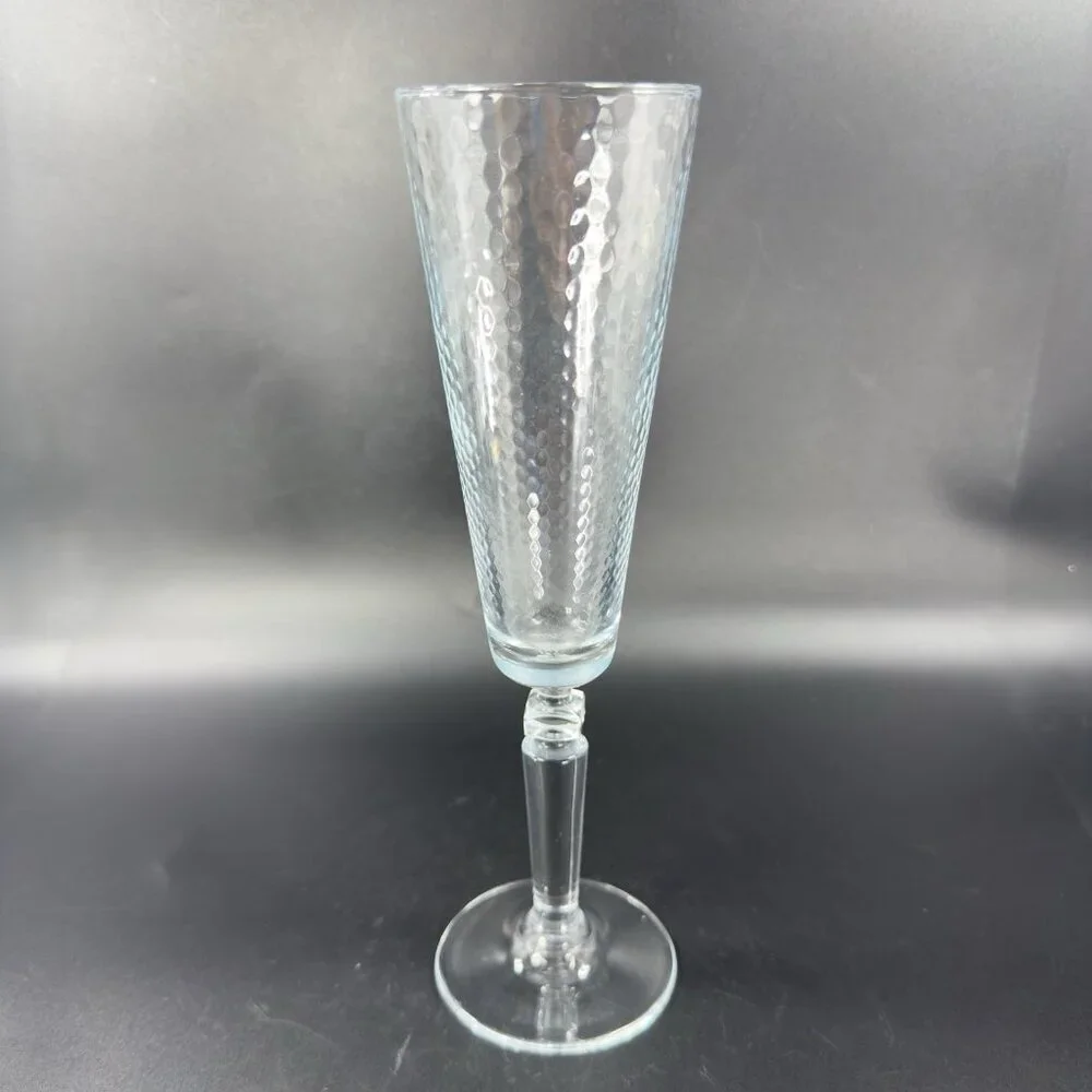 Champagne Flutes Crystal Glasses Honeycomb Pattern Set 2 Drinking‎ Glasses Cups